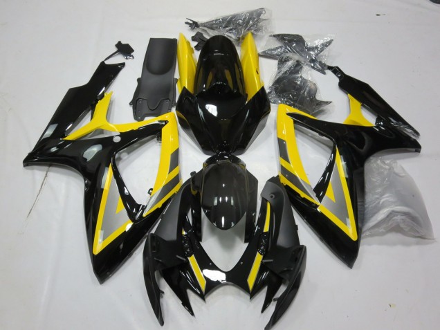2006-2007 Suzuki GSXR 600 / GSXR 750 Motorcycle Fairings - Yellow Silver Glossy Black UK