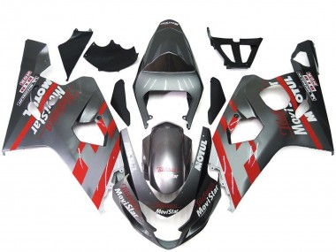 Custom 2004-2005 Suzuki GSXR 600 / GSXR 750 Motorcycle Fairings - Silver Red MoviStar UK