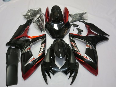 Custom 2006-2007 Suzuki GSXR 600 / GSXR 750 Motorcycle Fairings - Red Glossy Black UK
