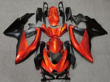 Custom 2008-2010 Suzuki GSXR 600 / GSXR 750 Motorcycle Fairings - Orange Matte Black UK