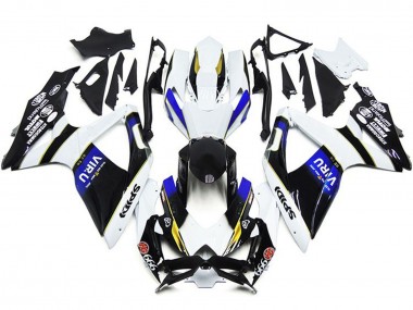 Custom 2008-2010 Suzuki GSXR 600 / GSXR 750 Motorcycle Fairings - White Blue Yellow Black Viru UK