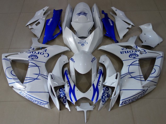 2006-2007 Suzuki GSXR 600 / GSXR 750 Motorcycle Fairings - White Blue Corona Alstare UK