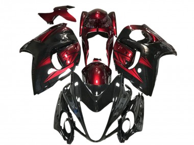 Custom 2008-2020 Suzuki GSXR 1300 Motorcycle Fairings - Glossy Black and Deep Red UK