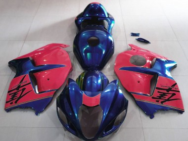 Custom 1996-2007 Suzuki GSXR 1300 Motorcycle Fairings - Glossy Blue and Red UK