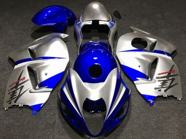 Custom 1996-2007 Suzuki GSXR 1300 Motorcycle Fairings - Silver Blue UK