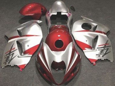 Custom 1996-2007 Suzuki GSXR 1300 Motorcycle Fairings - Glossy Red and Silver UK