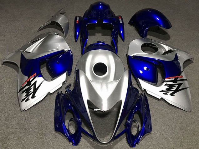 2008-2020 Suzuki GSXR 1300 Motorcycle Fairings - Glossy Silver and Blue UK