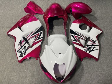 Custom 1996-2007 Suzuki GSXR 1300 Motorcycle Fairings - Glossy White Pink UK