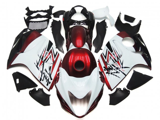 2008-2020 Suzuki GSXR 1300 Motorcycle Fairings - Glossy White Deep Red UK
