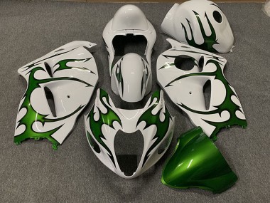 Custom 1996-2007 Suzuki GSXR 1300 Motorcycle Fairings - White Green Flame UK