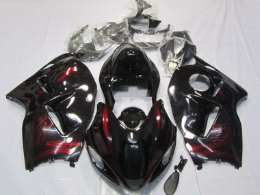 Custom 1996-2007 Suzuki GSXR 1300 Motorcycle Fairings - Red Glossy Black UK