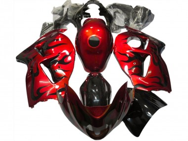 Custom 1996-2007 Suzuki GSXR 1300 Motorcycle Fairings - Red Black Flame UK
