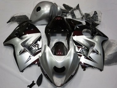 Custom 1996-2007 Suzuki GSXR 1300 Motorcycle Fairings - Silver Dark Red UK