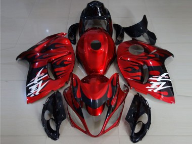 Custom 2008-2020 Suzuki GSXR 1300 Motorcycle Fairings - Red Black Flame UK