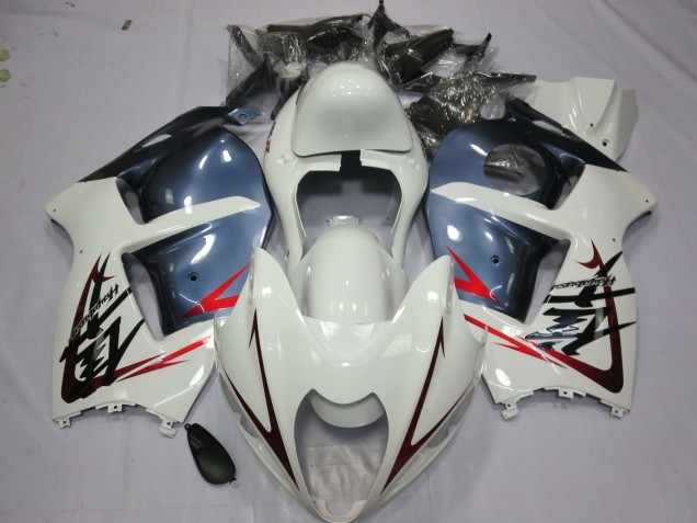 1996-2007 Suzuki GSXR 1300 Motorcycle Fairings - White and Dusty Blue UK