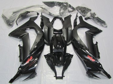 Custom 2011-2015 Kawasaki ZX10R Motorcycle Fairings - Glossy Black Matte Black Red Decal UK