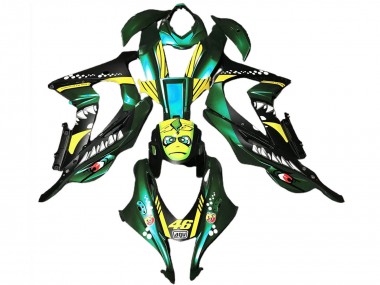 Custom 2016-2020 Kawasaki ZX10R Motorcycle Fairings - Forest Green Yellow Shark 46 UK