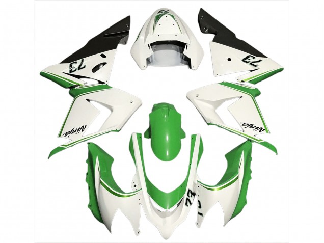 2004-2005 Kawasaki ZX10R Motorcycle Fairings - Glossy White Green UK