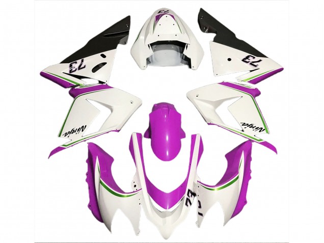2004-2005 Kawasaki ZX10R Motorcycle Fairings - Glossy White Pink UK