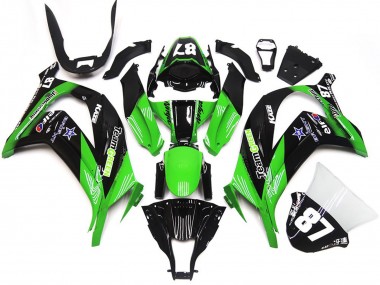 Custom 2016-2020 Kawasaki ZX10R Motorcycle Fairings - Green Glossy Black Team Green Star 87 UK
