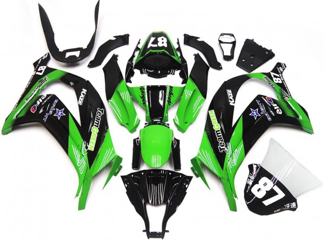 2016-2020 Kawasaki ZX10R Motorcycle Fairings - Green Glossy Black Team Green Star 87 UK