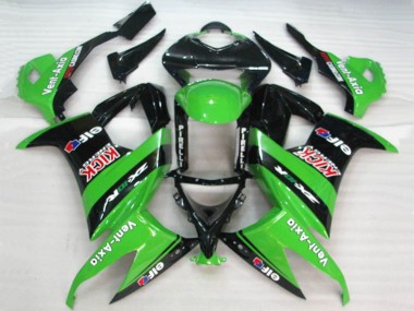 Custom 2008-2010 Kawasaki ZX10R Motorcycle Fairings - Green Black Red Kick Elf Vent-Axia UK