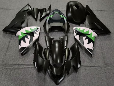 Custom 2004-2005 Kawasaki ZX10R Motorcycle Fairings - Matte Black and Green UK