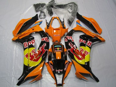 Custom 2011-2015 Kawasaki ZX10R Motorcycle Fairings - Orange Yellow Glossy Black Red bull UK