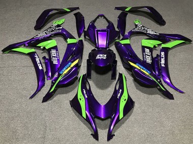 Custom 2016-2020 Kawasaki ZX10R Motorcycle Fairings - Purple Green White Trick Star Eva Racing UK