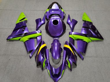 Custom 2004-2005 Kawasaki ZX10R Motorcycle Fairings - Purple Green and Yellow UK