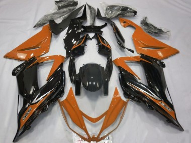 Custom 2013-2018 Kawasaki ZX6R Motorcycle Fairings - Orange Glossy Black UK