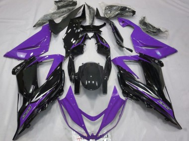 Custom 2013-2018 Kawasaki ZX6R Motorcycle Fairings - Purple Glossy Black UK