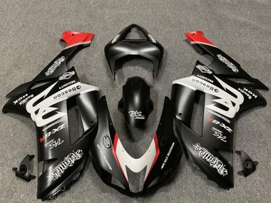 Custom 2007-2008 Kawasaki ZX6R Motorcycle Fairings - Custom Matte Black White Red UK