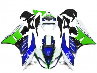 Custom 2009-2012 Kawasaki ZX6R Motorcycle Fairings - White Green Blue Black UK