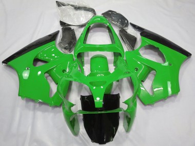 Custom 2000-2002 Kawasaki ZX6R Motorcycle Fairings - Green Glossy Black UK