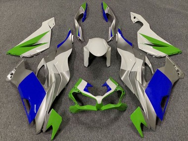 Custom 2019-2022 Kawasaki ZX6R Motorcycle Fairings - White Silver Green Blue UK