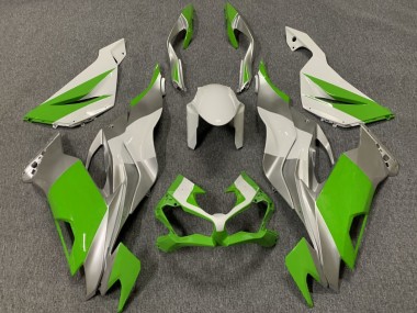 Custom 2019-2022 Kawasaki ZX6R Motorcycle Fairings - White Silver Green UK
