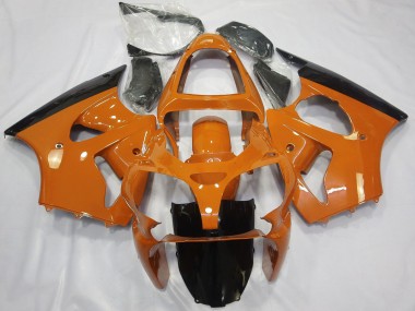 Custom 2000-2002 Kawasaki ZX6R Motorcycle Fairings - Orange Glossy Black UK