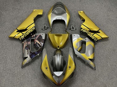 Custom 2005-2006 Kawasaki ZX6R Motorcycle Fairings - Gold Silver UK