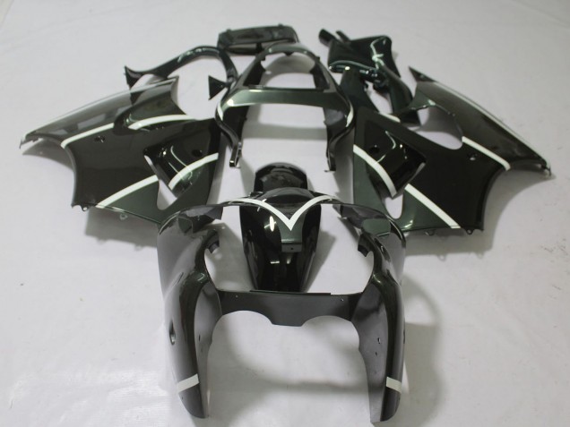 2000-2002 Kawasaki ZX6R Motorcycle Fairings - Glossy Black White UK