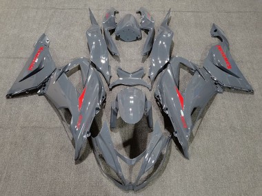 Custom 2013-2018 Kawasaki ZX6R Motorcycle Fairings - Nardo Grey Red UK