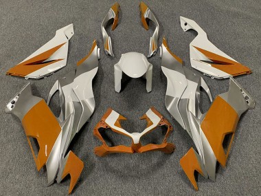 Custom 2019-2022 Kawasaki ZX6R Motorcycle Fairings - White Silver Orange UK