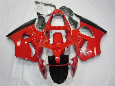 Custom 2000-2002 Kawasaki ZX6R Motorcycle Fairings - Red Glossy Black UK