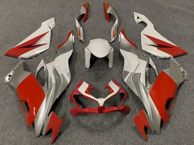 Custom 2019-2022 Kawasaki ZX6R Motorcycle Fairings - White Silver Red UK