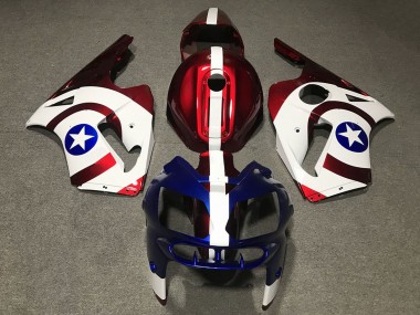 Custom 2002-2006 Kawasaki ZX12R Motorcycle Fairings - Red Blue White Star Captain America UK