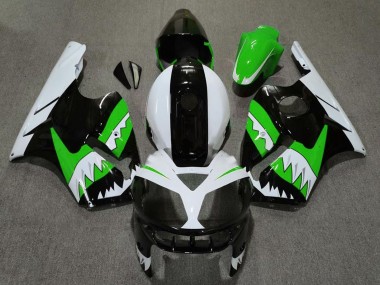 Custom 2002-2006 Kawasaki ZX12R Motorcycle Fairings - Green Black White Shark UK