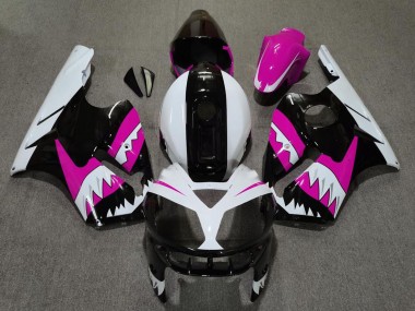 Custom 2002-2006 Kawasaki ZX12R Motorcycle Fairings - Pink Black White Shark UK