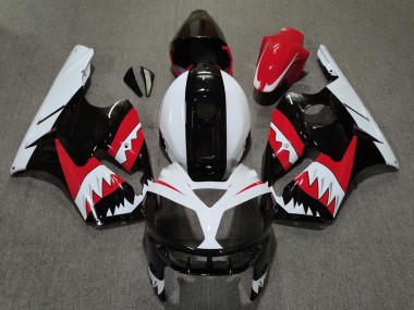 Custom 2002-2006 Kawasaki ZX12R Motorcycle Fairings - Red Black White Shark UK