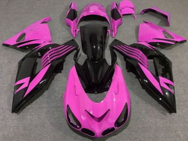 Custom 2006-2011 Kawasaki ZX14R Motorcycle Fairings - Pink Glossy Black UK