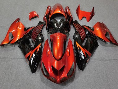 Custom 2006-2011 Kawasaki ZX14R Motorcycle Fairings - Red Glossy Black UK